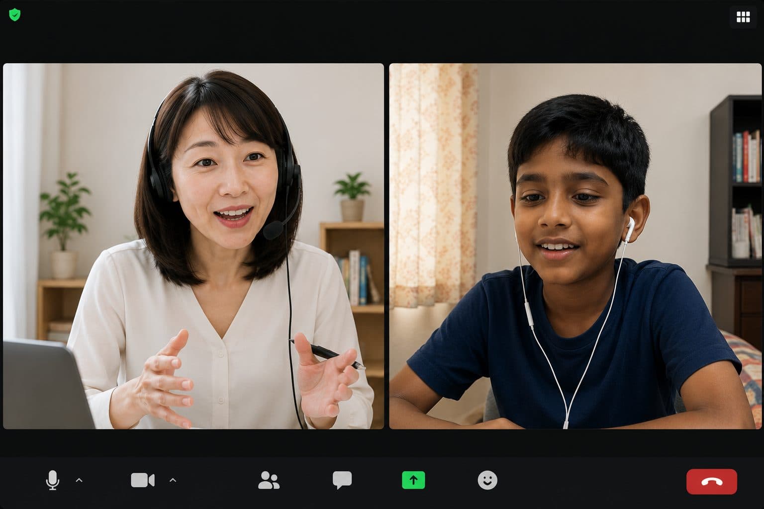オンラインで日本語のマンツーマンレッスンを受けている学習者